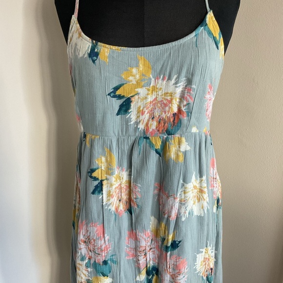 O'Neill Jasmine Powder Blue Floral Beach Mini Dress L Large Strappy Lined Rare - Picture 5 of 11